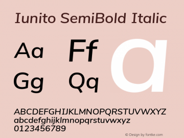 Iunito SemiBold Italic Version 2.502;June 1, 2020;FontCreator 12.0.0.2522 64-bit Font Sample