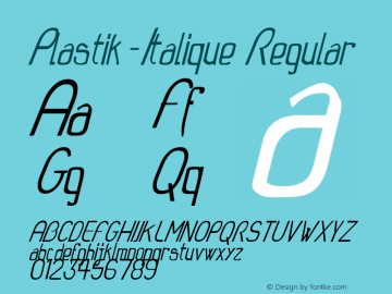 Plastik-Italique Version 001.000 Font Sample