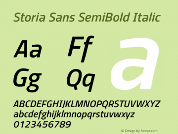 Storia Sans SemiBold Italic Version 60.001;May 25, 2020;FontCreator 12.0.0.2522 64-bit Font Sample