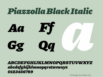 Piazzolla Black Italic Version 1.200 Font Sample