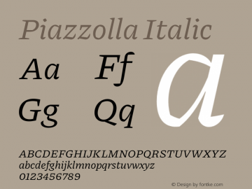 Piazzolla Italic Version 1.200 Font Sample