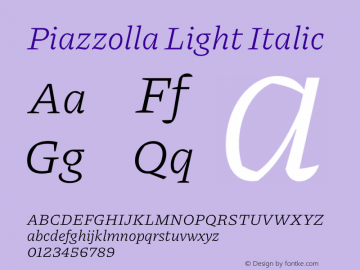 Piazzolla Light Italic Version 1.200 Font Sample