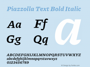 Piazzolla Text Bold Italic Version 1.200 Font Sample