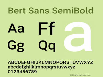 Bert Sans SemiBold Version 12.135;July 10, 2020;FontCreator 13.0.0.2655 64-bit Font Sample