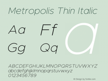 Metropolis Thin Italic Version 11.000图片样张