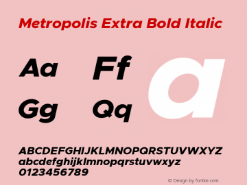 Metropolis Extra Bold Italic Version 11.000图片样张