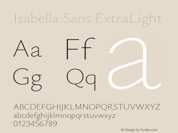 Isabella Sans ExtraLight Version 0.002;July 12, 2020;FontCreator 13.0.0.2655 64-bit; ttfautohint (v1.6)图片样张