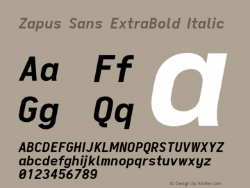 Zapus Sans ExtraBold Italic Version 1.00;August 6, 2020;FontCreator 13.0.0.2655 64-bit; ttfautohint (v1.8.3)图片样张