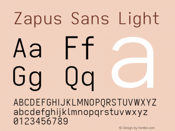 Zapus Sans Light Version 1.00;August 6, 2020;FontCreator 13.0.0.2655 64-bit; ttfautohint (v1.8.3) Font Sample