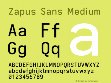 Zapus Sans Medium Version 1.00;August 6, 2020;FontCreator 13.0.0.2655 64-bit; ttfautohint (v1.8.3) Font Sample