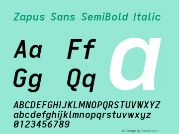Zapus Sans SemiBold Italic Version 1.00;August 6, 2020;FontCreator 13.0.0.2655 64-bit; ttfautohint (v1.8.3) Font Sample