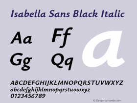 Isabella Sans Black Italic Version 0.002;August 20, 2020;FontCreator 13.0.0.2681 64-bit图片样张