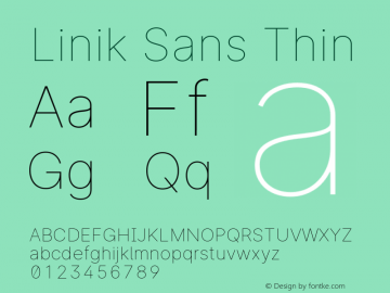 LinikSans-Thin Version 3.020; ttfautohint (v1.6) Font Sample