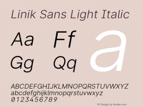 LinikSans-LightItalic Version 3.020; ttfautohint (v1.6)图片样张