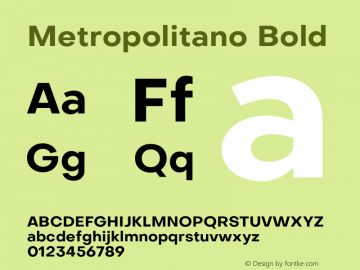 Metropolitano Bold Version 1.00;August 30, 2020;FontCreator 13.0.0.2681 64-bit Font Sample