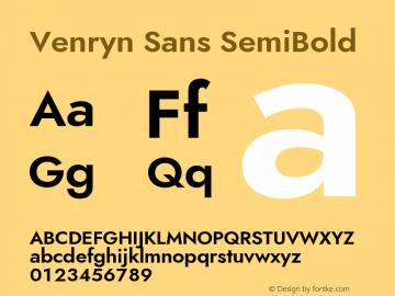 Venryn Sans SemiBold Version 3.003;August 31, 2020;FontCreator 13.0.0.2681 64-bit; ttfautohint (v1.6) Font Sample