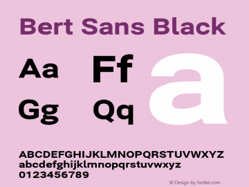 Bert Sans Black Version 12.135;July 10, 2020;FontCreator 13.0.0.2655 64-bit Font Sample