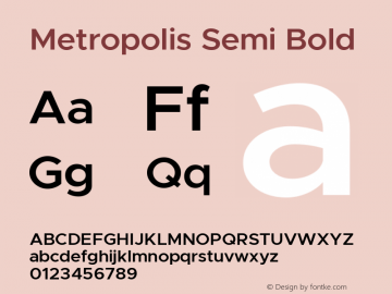 Metropolis Semi Bold Version 11.000 Font Sample