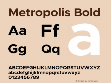 Metropolis Bold Version 11.000 Font Sample
