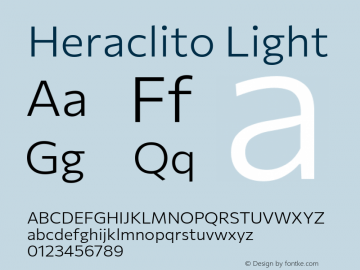 Heraclito Light Version 1.00;July 8, 2020;FontCreator 13.0.0.2655 64-bit Font Sample