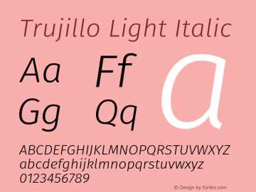 Trujillo Light Italic Version 4.301;July 28, 2020;FontCreator 13.0.0.2655 64-bit图片样张