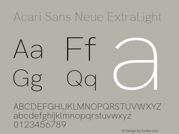 Acari Sans Neue ExtraLight Version 2.459;August 1, 2020;FontCreator 13.0.0.2655 64-bit; ttfautohint (v1.8.3)图片样张
