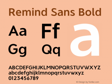 Remind Sans Bold Version 1.102;July 29, 2020;FontCreator 13.0.0.2655 64-bit; ttfautohint (v1.6)图片样张