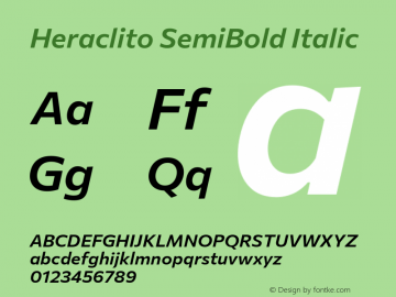 Heraclito SemiBold Italic Version 1.00;July 8, 2020;FontCreator 13.0.0.2655 64-bit Font Sample