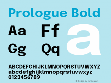 Prologue Bold Version 1.002;July 14, 2020;FontCreator 13.0.0.2655 64-bit Font Sample