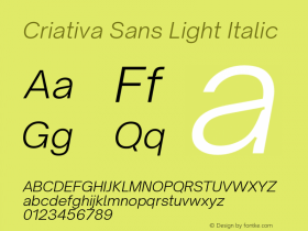 Criativa Sans Light Italic Version 1.472;July 25, 2020;FontCreator 13.0.0.2655 64-bit Font Sample