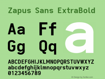 Zapus Sans ExtraBold Version 1.00;August 6, 2020;FontCreator 13.0.0.2655 64-bit; ttfautohint (v1.8.3) Font Sample