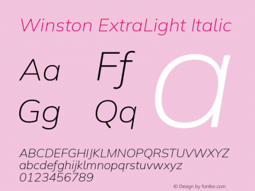 Winston ExtraLight Italic Version 2.503;July 17, 2020;FontCreator 13.0.0.2655 64-bit图片样张