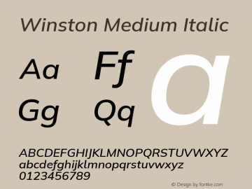 Winston Medium Italic Version 2.503;July 17, 2020;FontCreator 13.0.0.2655 64-bit Font Sample