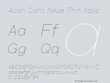 Acari Sans Neue Thin Italic Version 2.459;August 1, 2020;FontCreator 13.0.0.2655 64-bit; ttfautohint (v1.8.3)图片样张