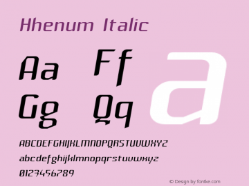 Hhenum Italic Version 1.0 Font Sample