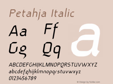 Petahja Italic Version 1.1 Font Sample