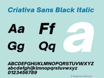 Criativa Sans Black Italic Version 1.472;July 25, 2020;FontCreator 13.0.0.2655 64-bit Font Sample