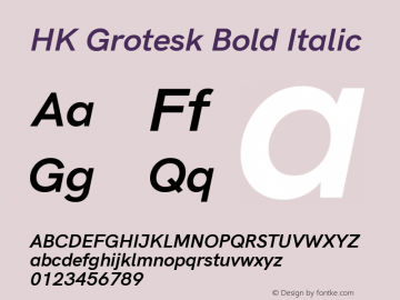 HK Grotesk Bold Italic Version 2.466 Font Sample