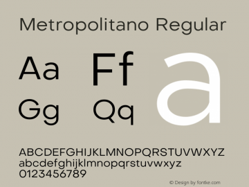 Metropolitano Version 1.00;August 30, 2020;FontCreator 13.0.0.2681 64-bit Font Sample