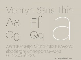 Venryn Sans Thin Version 3.003;August 31, 2020;FontCreator 13.0.0.2681 64-bit; ttfautohint (v1.6)图片样张