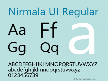 Nirmala UI Version 1.40 Font Sample