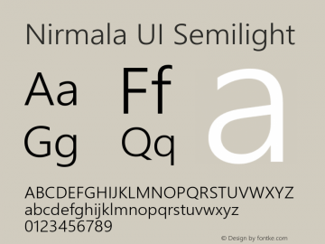 Nirmala UI Semilight Version 1.40 Font Sample