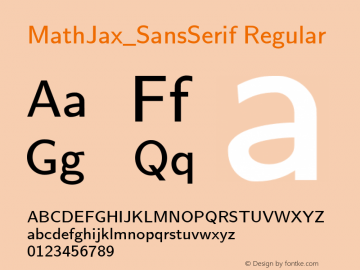 MathJax_SansSerif-Regular Version 1.1 Font Sample