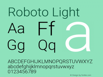Roboto Light Version 2.000980; 2014 Font Sample