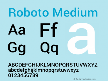 Roboto Medium Version 1.100141; 2013 Font Sample