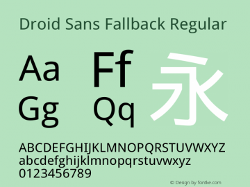 Droid Sans Fallback Version 1.00c Font Sample