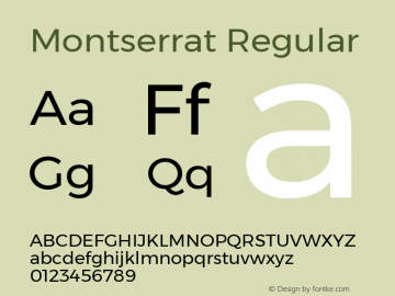 Montserrat Regular Version 6.001 Font Sample