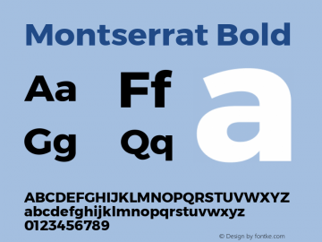 Montserrat Bold Version 6.001 Font Sample