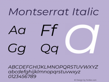 Montserrat Italic Version 7.200 Font Sample