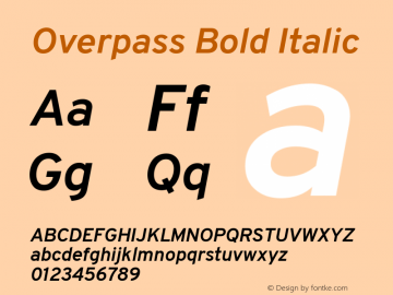 Overpass Bold Italic Version 3.000;DELV;Overpass; ttfautohint (v1.5)图片样张